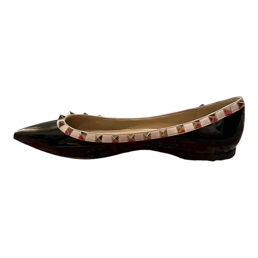 Valentino Garavani Rockstud Black Patent Leather Flats Size 39.5 NEW - Picture 5 of 12